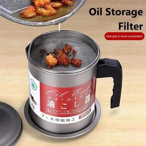 Oil Filter Pot 1.4L | Oil Strainer For Kitchen | Oil Container Pot Filter 1.4 Liter (Without Box) - Image 2