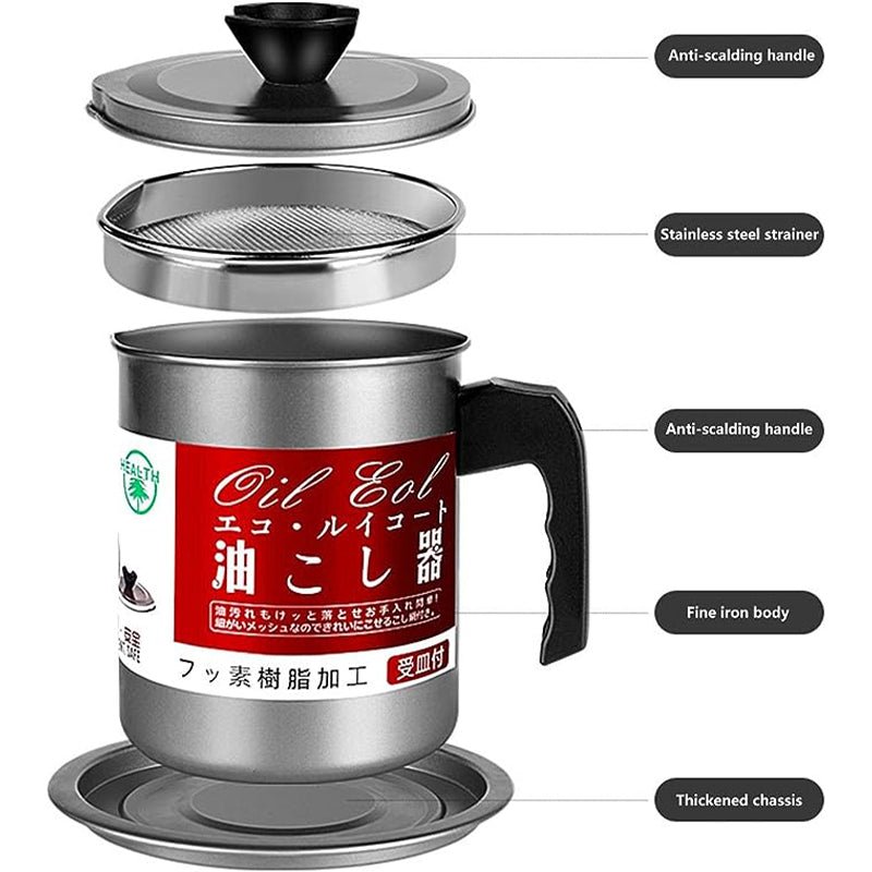 Oil Fryer Cookerwith Stainless Steel Fine Mesh With Lid Food Grade Iron Cooking Oil Filter Machine With Handle For Kitchen.. - Image 6