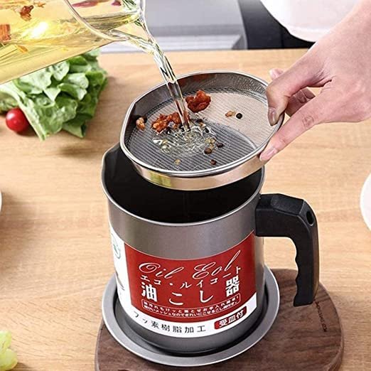 Oil Filter Pot 1.4L | Oil Strainer For Kitchen | Oil Container Pot Filter 1.4 Liter (Without Box) - Image 4