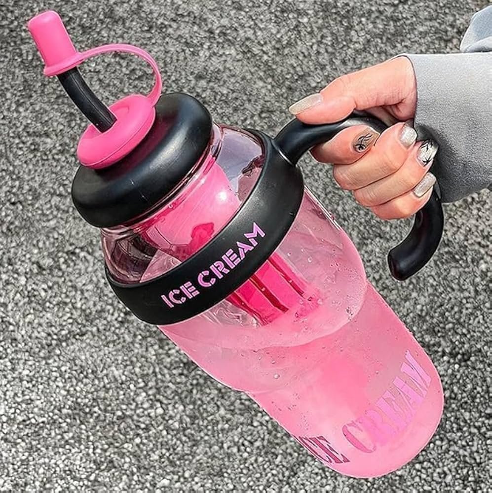 1300ml Ice Cream Cup Random Color Portable Cute Milkshake & Smoothie Drinking Bottle for Kids & Adults