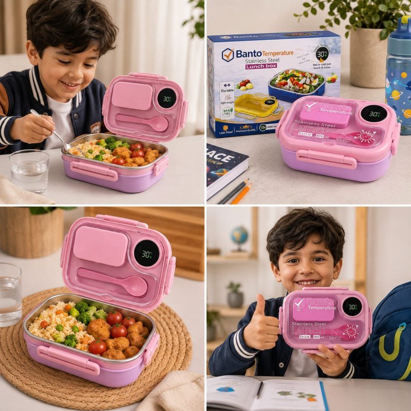 Banto Stainless Steel Lunch Box 800ml with Digital Temperature Display - Image 2
