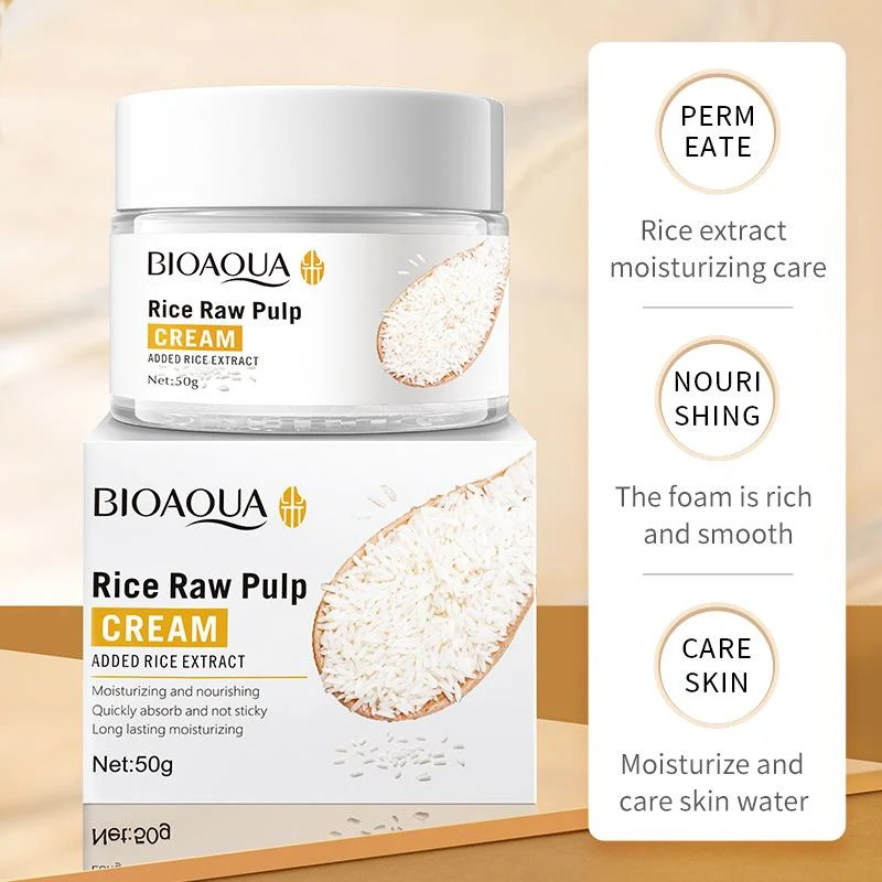 BIOAQUA Rice Raw Pulp Facial Cream 50g – Deep Moisturizing & Brightening Face Cream - Image 2
