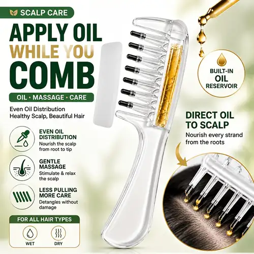 Crystal Hair Oil Applicator Comb – Scalp Massaging Oil Applicator Comb for Easy Hair Oil Application