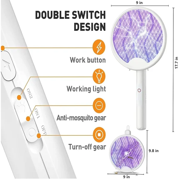 Foldable Mosquito Racket 3-in-1–USB Electric Insect Killer - Image 2