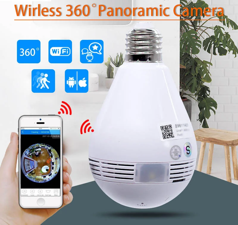 Smart WiFi CCTV Bulb Camera V380 | 360° Full View | Two-Way Audio | Wireless Home Security