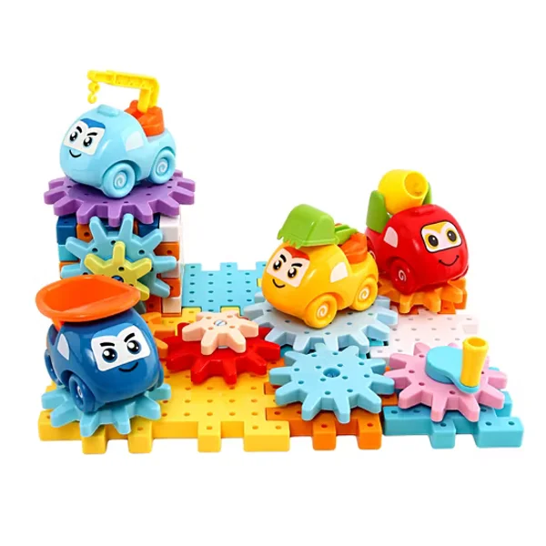 DIY Carousel & Engineering Car Building Blocks Set – Large Particle STEM Construction Toys for Kids