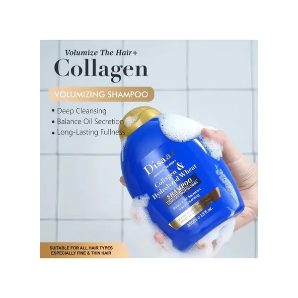 Disaar Collagen & Hydrolyzed Wheat Shampoo 385ml – Long-Lasting Hair Fullness
