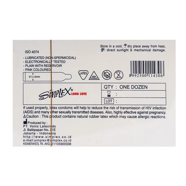 Simplex Long Love Natural Latex Condoms 12-Pack – Extra Pleasure & Long-Lasting Performance - Image 2