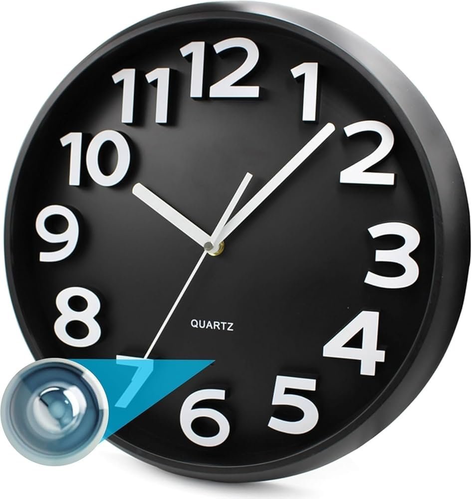 WiFi Spy Camera Wall Clock with Audio Recording & Long Battery Backup | Hidden Security Camera for Home & Office – Black