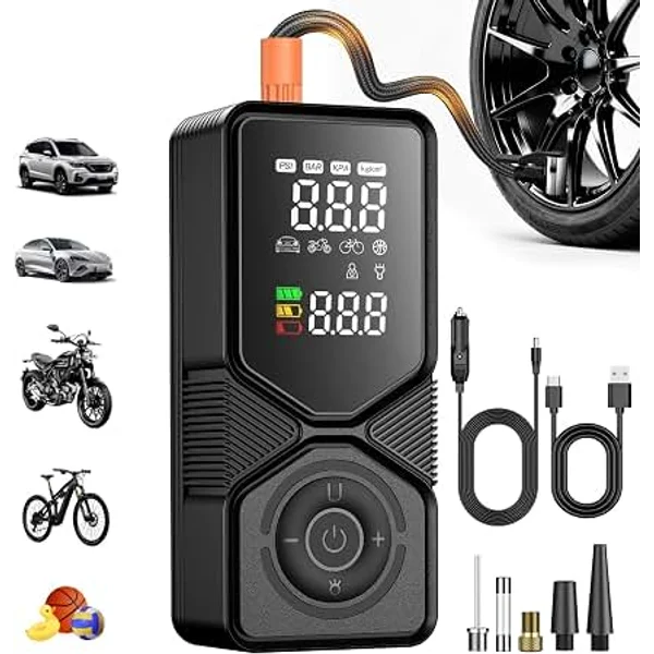 Mini Portable Rechargeable Car Air Compressor Pump Aluminum Digital Tire Inflator for Car