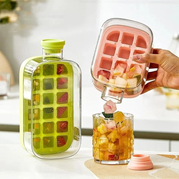 2-in-1 Ice Maker Ice Cube Bottle – Portable Water Bottle with Ice Cube Tray