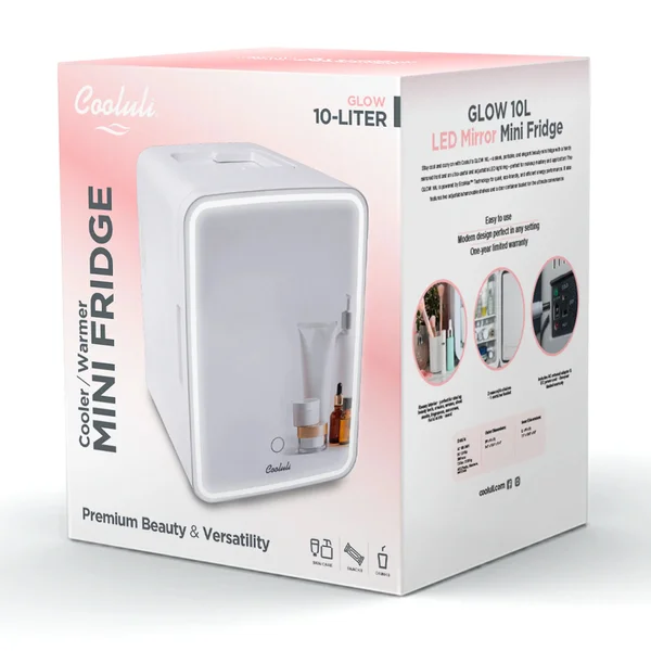 Portable Mini Fridge with LED Mirror | USB Cooling & Warming Refrigerator | Skincare & Cosmetics Fridge