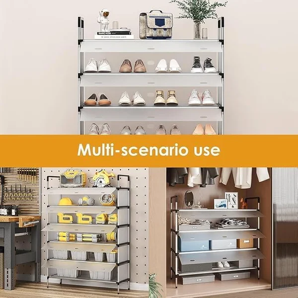 6-Tier Shoe Organizer Rack with Dustproof Cover – Space-Saving Storage for 21–25 Pairs | Multifunctional Shoe Rack for Bedroom, Closet & Entryway - Image 2