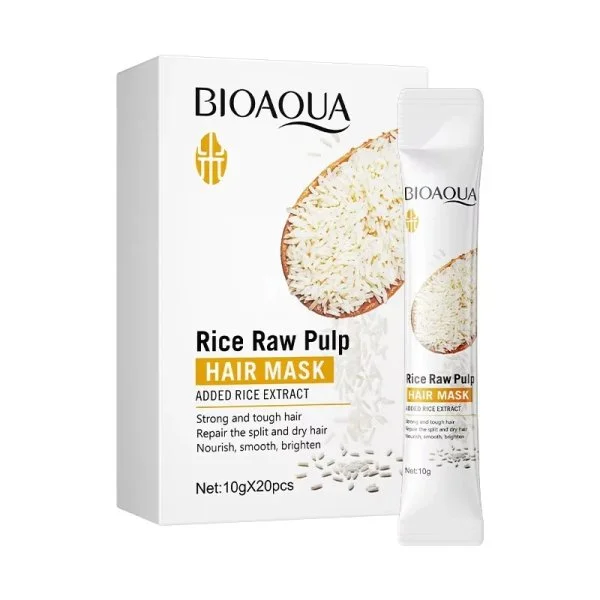 BIOAQUA Rice Hair Repair Mask 20 x 10g Sachets – Smooth, Soft & Frizz Control Hair Care